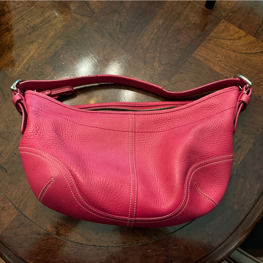 Coach Pebbled Leather K04S-4292 Pink Hobo Shoulder Bag